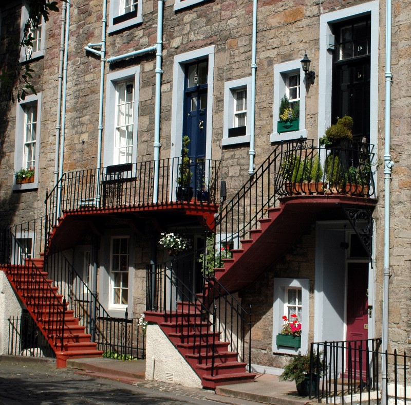 Red Staircases in Edinbourgh