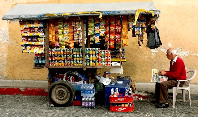 old man and vending, Antigua, Guatemala