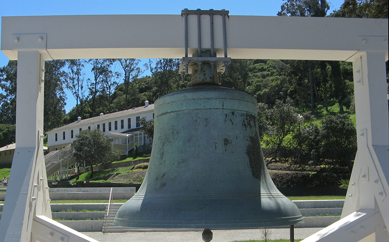 The Liberty Bell - from back of bell, facing detention barracks.
