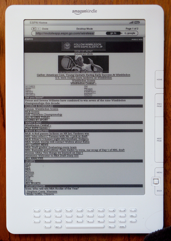 ESPN on the DX - version on pre-set bookmarks from Amazon