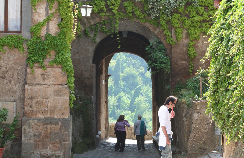 Exiting via the entrance ahead.