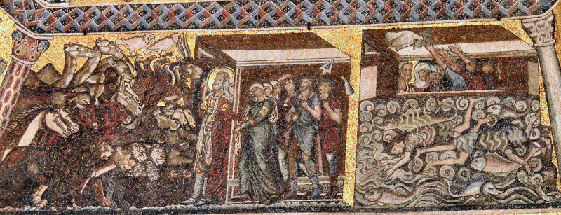 Noahs Ark wall mosaic.  I love those columns.