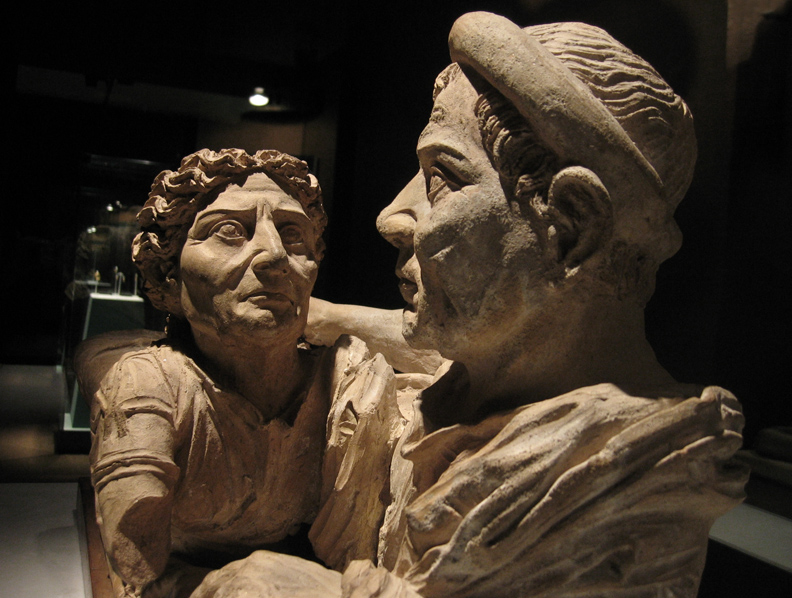 The Spouses - from a cremation urn, 2nd Cent.  B.C.