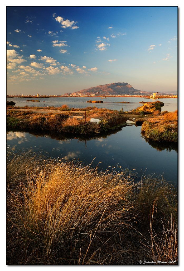 Erice vista dalle saline di Paceco