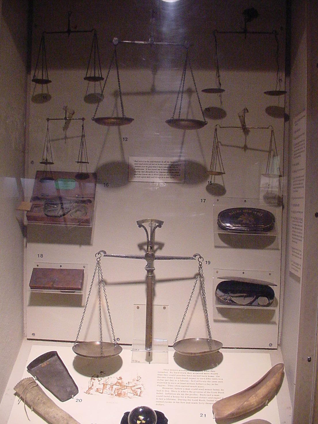 Lots of scales - some may have been used to weigh gold.