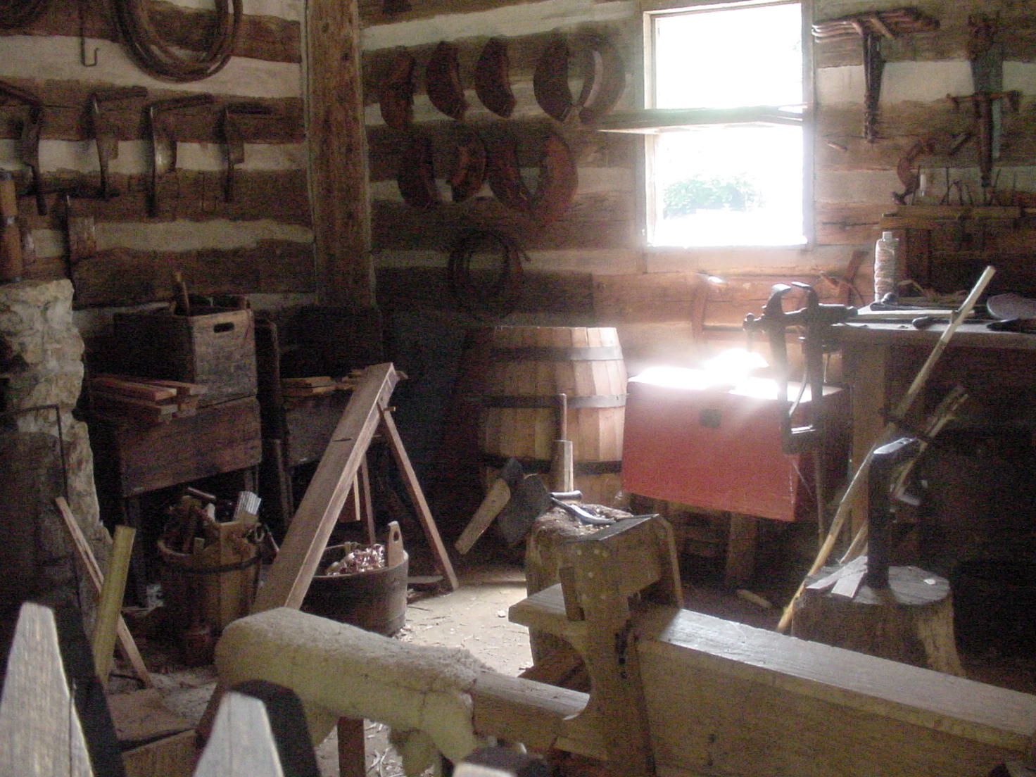Although you cant see the barrels, this is the interior of the Onstot Cooper Shop.