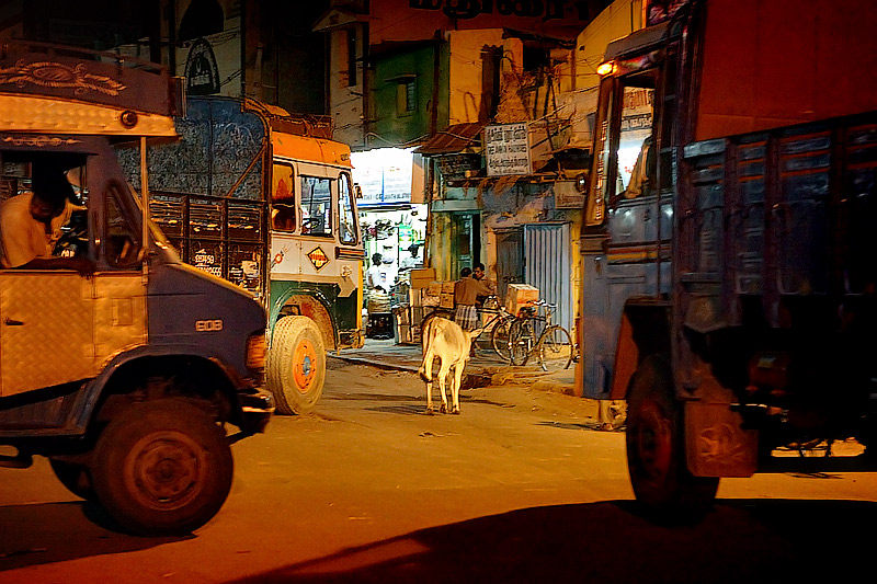 Lorries in the night