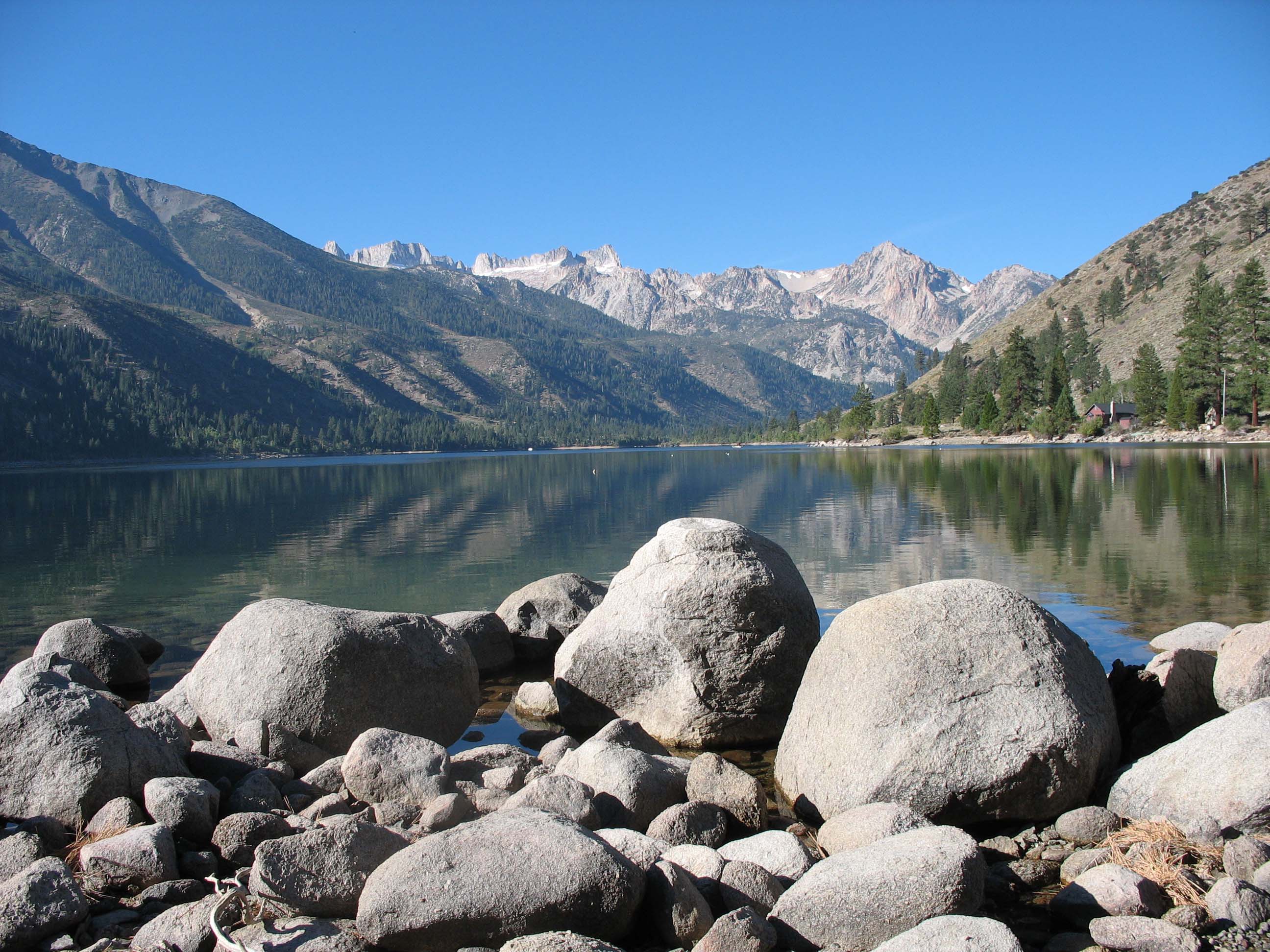 Twin Lakes and rocks