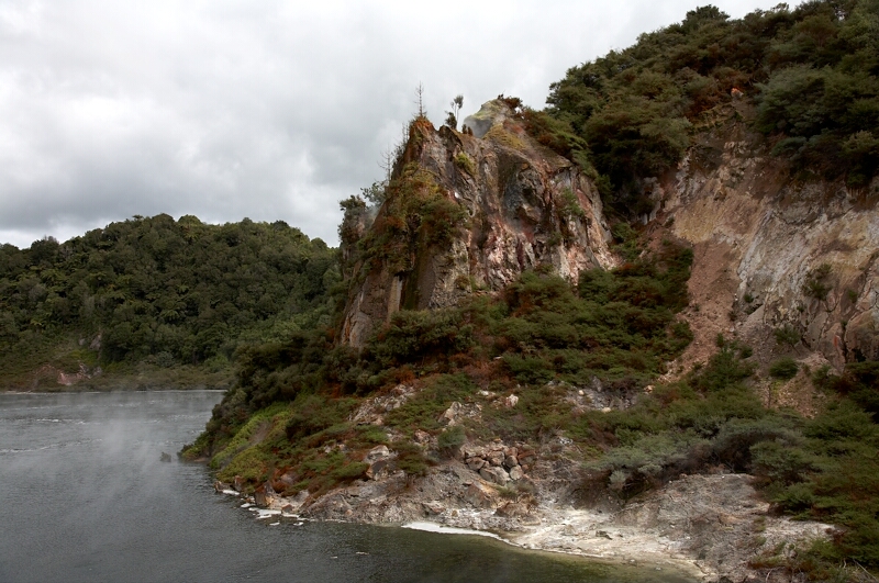 Steaming mountainside