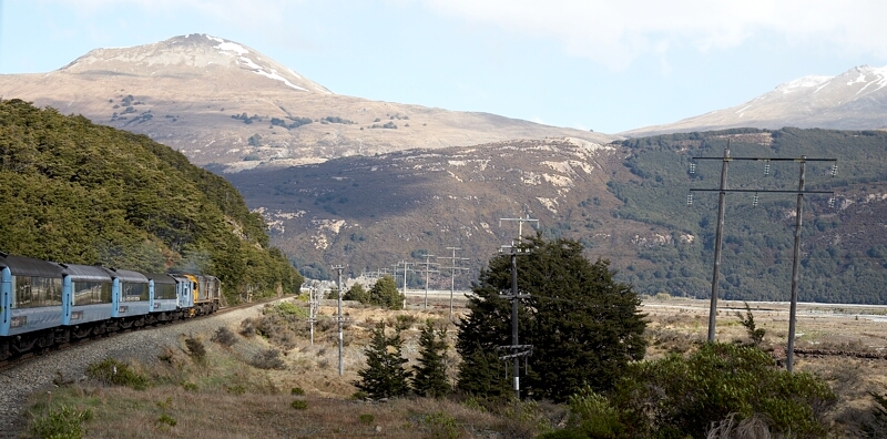 The Tranz Alpine train from Greymouth to Christchurch