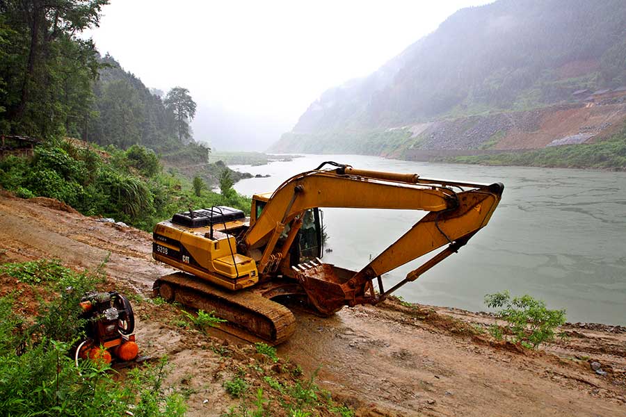 2015 Earth mover used for the construction of the new road to the village.