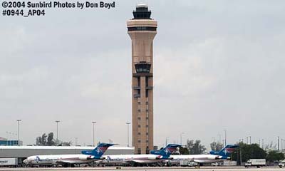 2004 - Amerijet cargo B727's and two FAA Air Traffic Control Towers - cargo airline aviation airline stock photo #0944