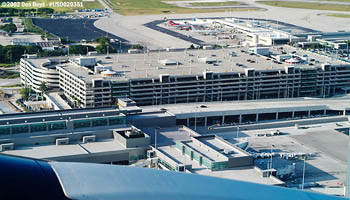 FLL's Hibiscus parking garage from Delta B767-432 N836MH airline airport stock photo