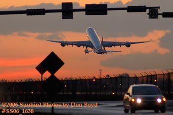 Virgin Atlantic A340-600 takeoff at sunset airliner aviation stock photo #SS06_1638