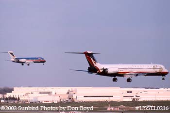 TWA/American B717-231 N428TW and TWA MD-83 N939AS airline aviation stock photo #USSTL0216