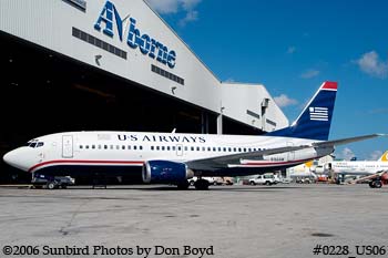US Airways B737-33A N166AW in new US Airways paint scheme airline aviation stock photo #0228_US06