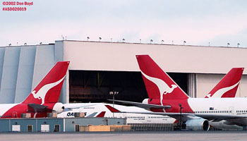 Three Qantas B747-438's airliner aviation stock photo