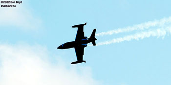 Bobby Younkin in his Lear 23 aviation air show stock photo