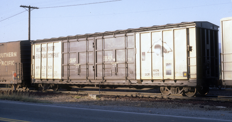 McCloud boxcar at Mount Shasta City. September 1979