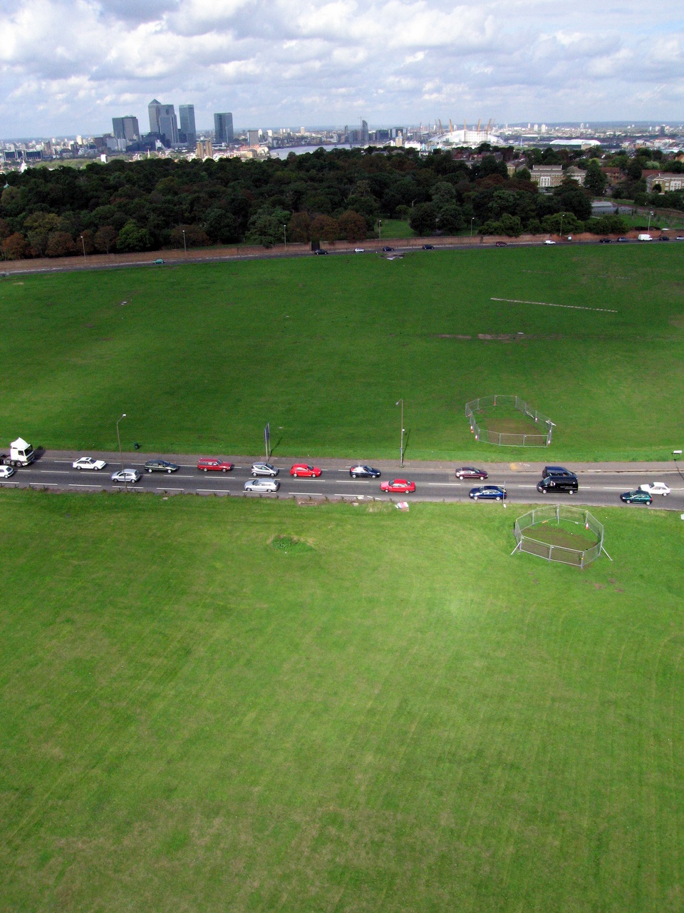 Greenwich Park and the docklands beyond