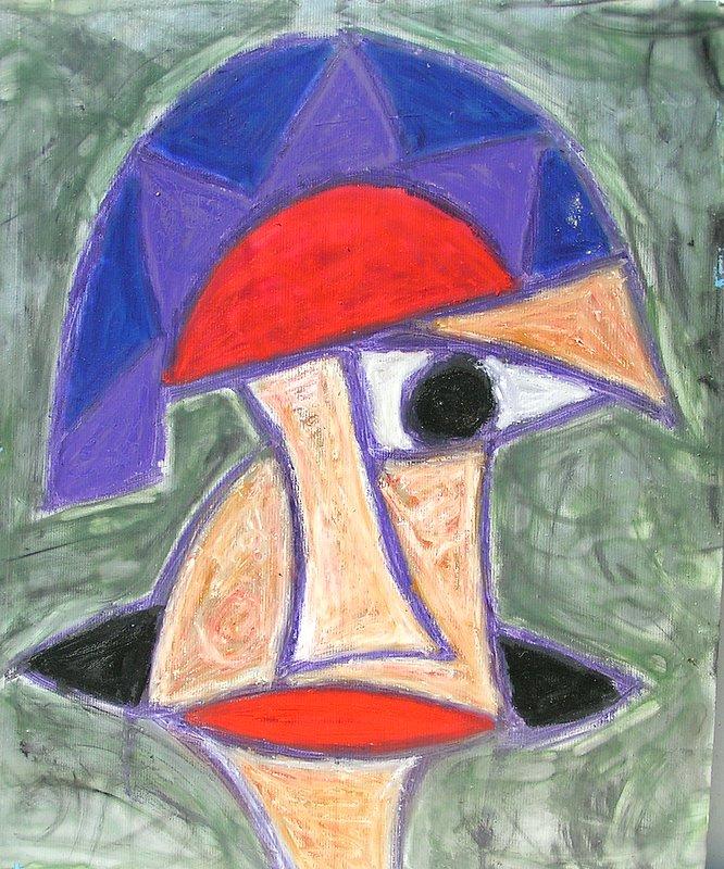 uomo con cappello rosso e blu tav plastica 100-120 tec. mista.JPG