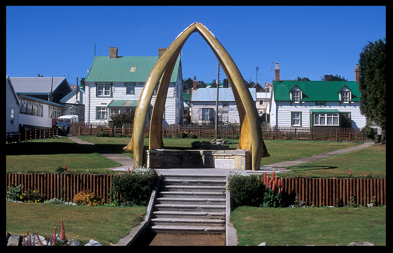Port Stanley and Whale bone arch
