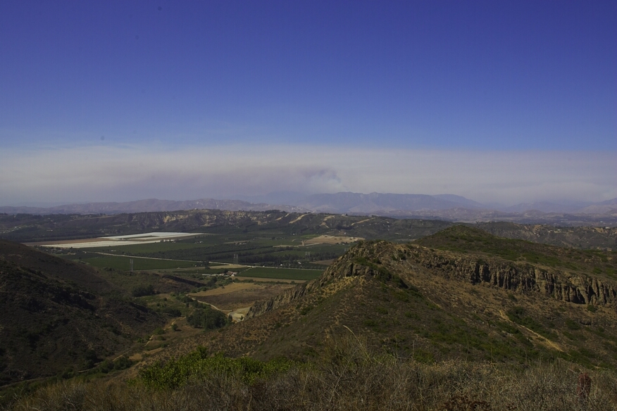 Looking Los Padres fire from Lizard Rock