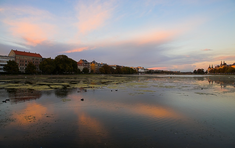 Lake peblinge autumn sunset reflection