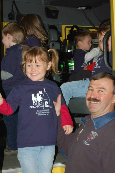 Rory in the firetruck