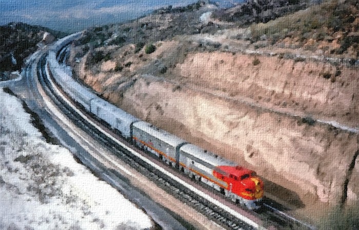 Former Santa Fe F7A #347C leads promotional movie special 1989