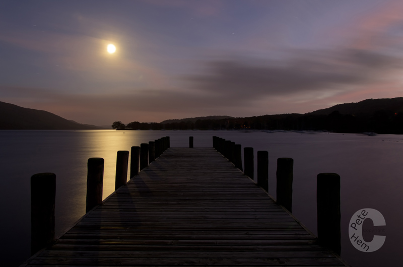 Lake Coniston in moonlight