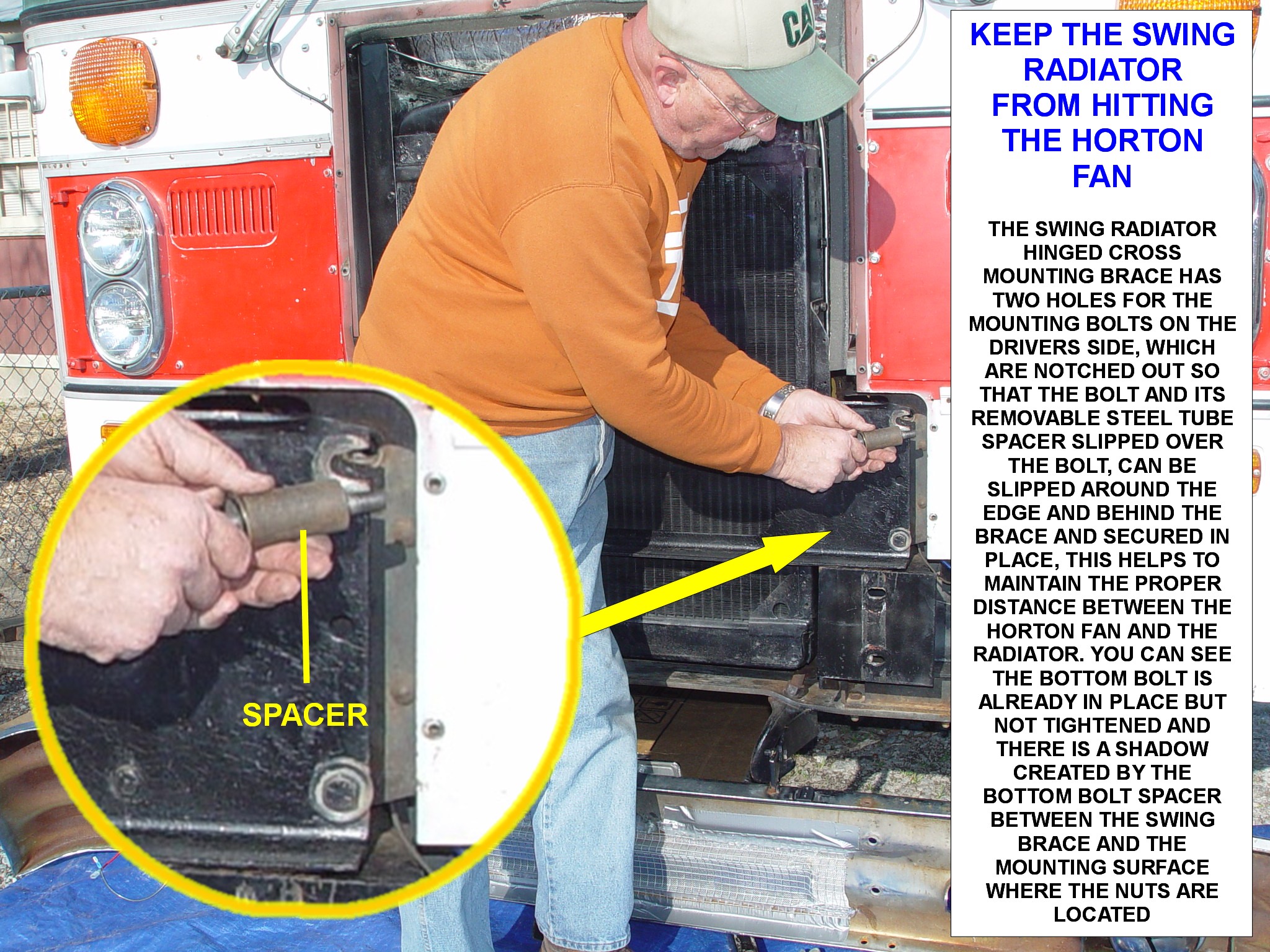 KEEP THE RADIATOR FROM HITTING THE HORTON FAN
