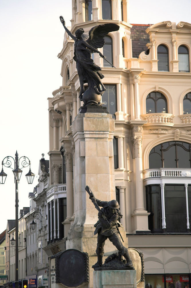 Closer view of the statues
