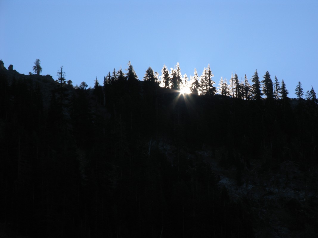 Waiting for the sun to rise over the ridge