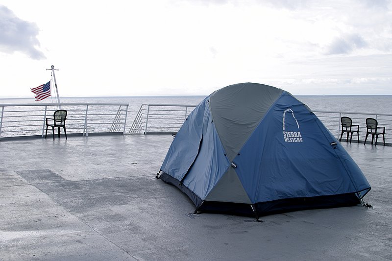 Tent on the top aft deck