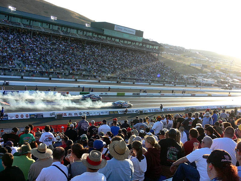 Evening pro stock burnout for the crowd