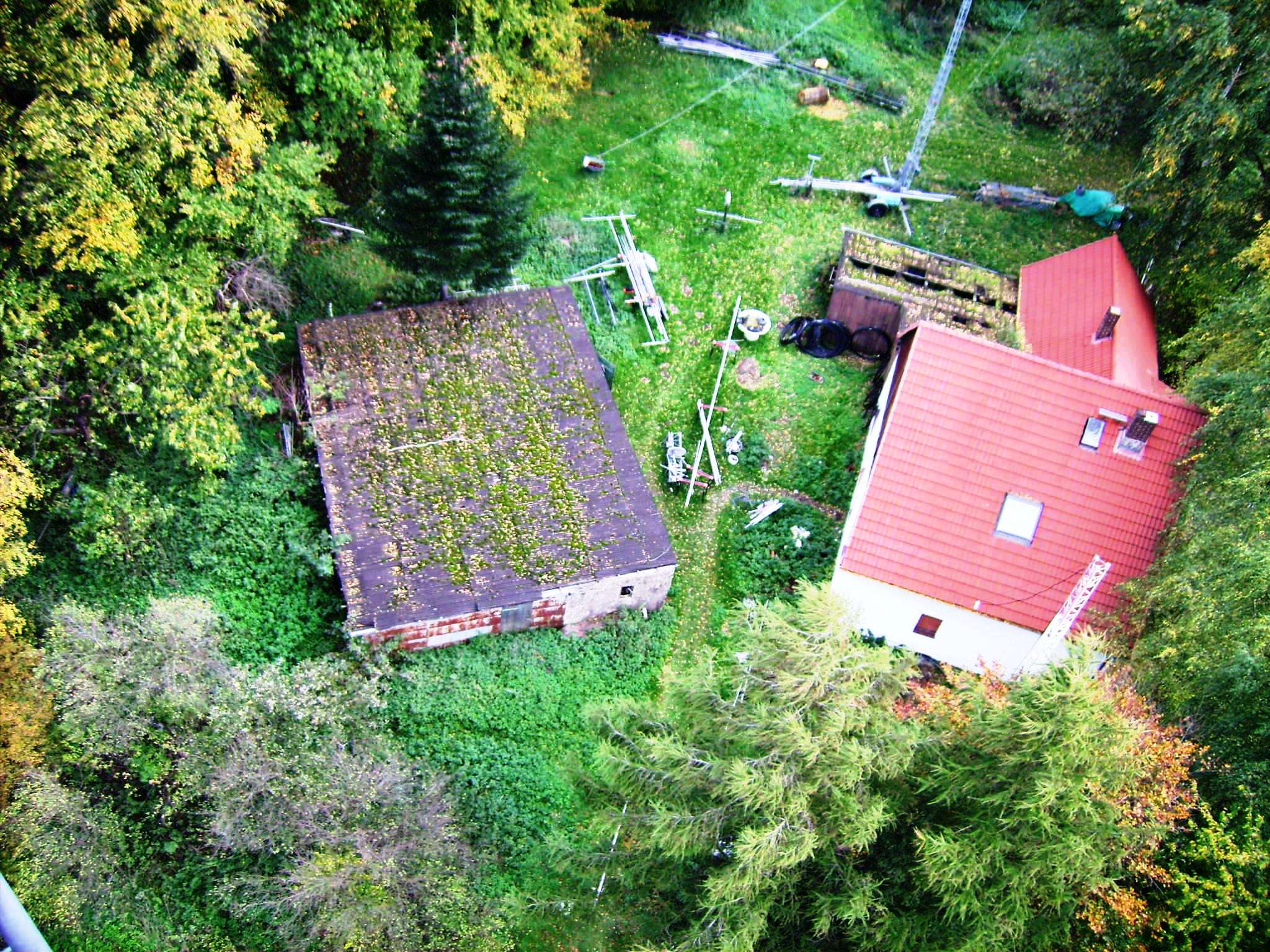 looking down to the house