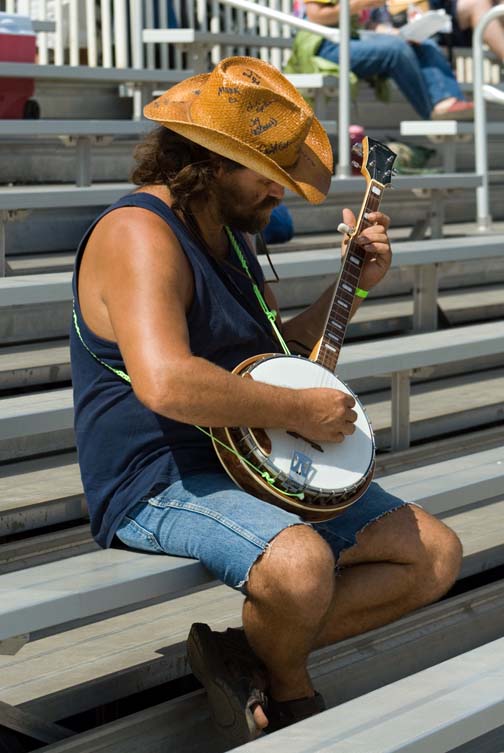 practicing some licks in the stands