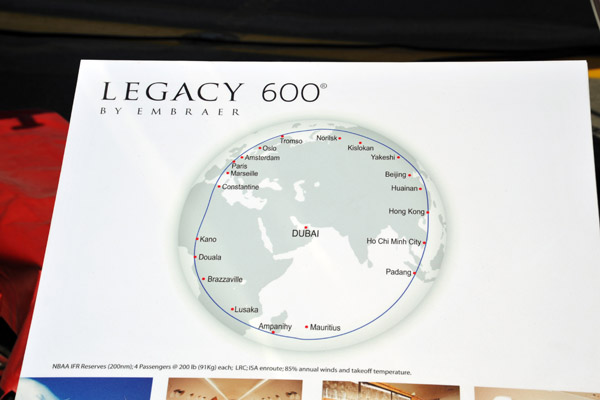 Range map of an Embraer Legacy