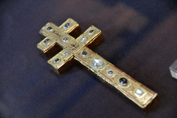 Double Cross, gilded copper on wood with precious stones