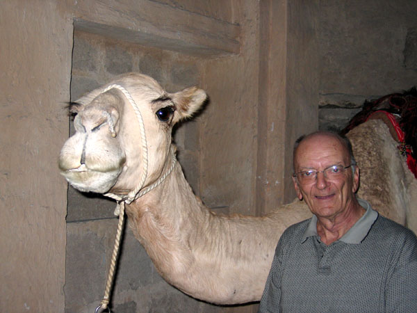 Dad with the camel at Dubai Museum