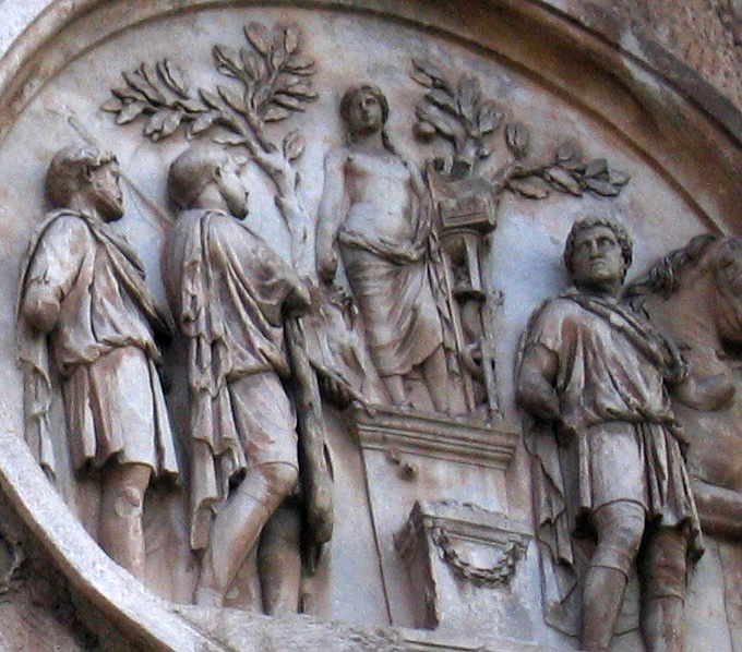 Constantine making offering to <a href=http://tinyurl.com/r5baq target=_blank>Apollo or Diana</a>.