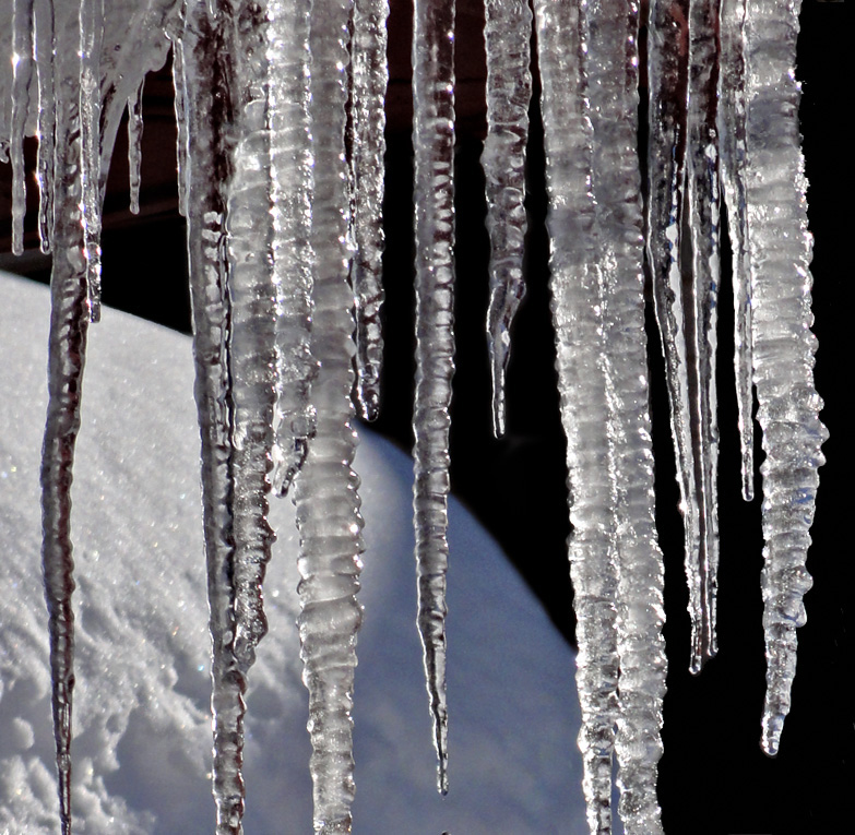 Icicles and snow