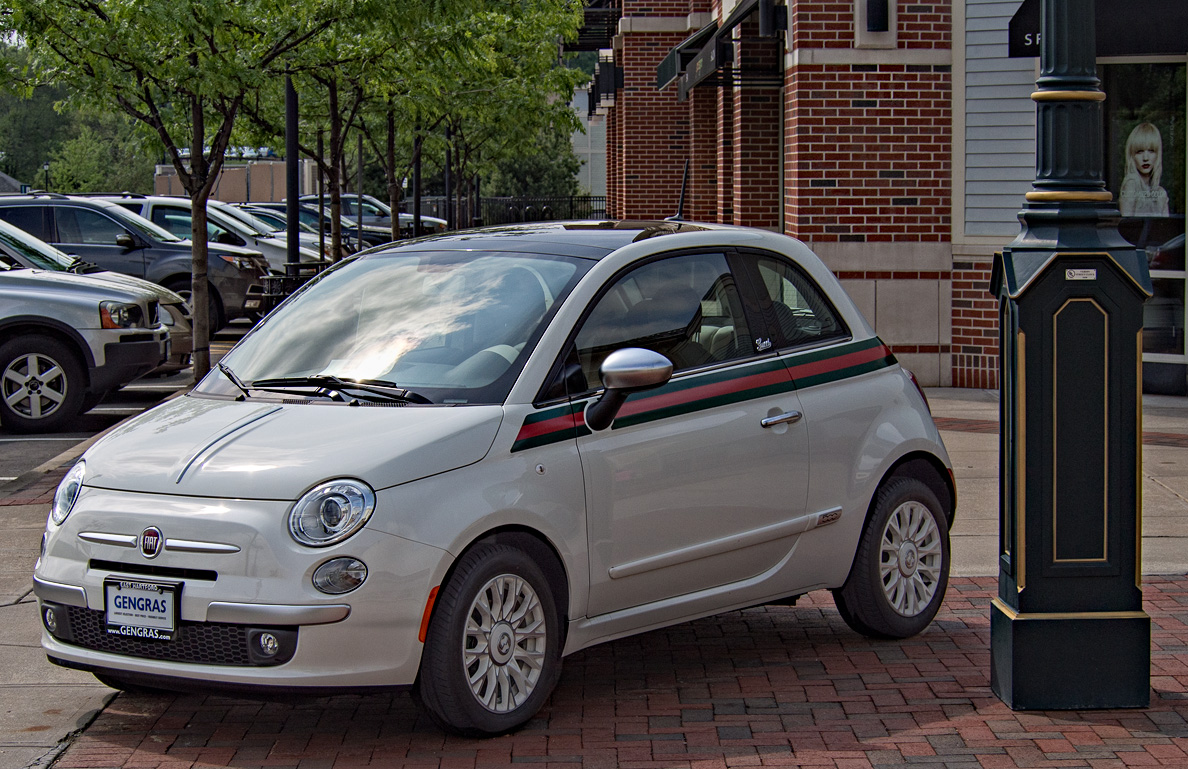 She eyes the Fiat 500 by Gucci