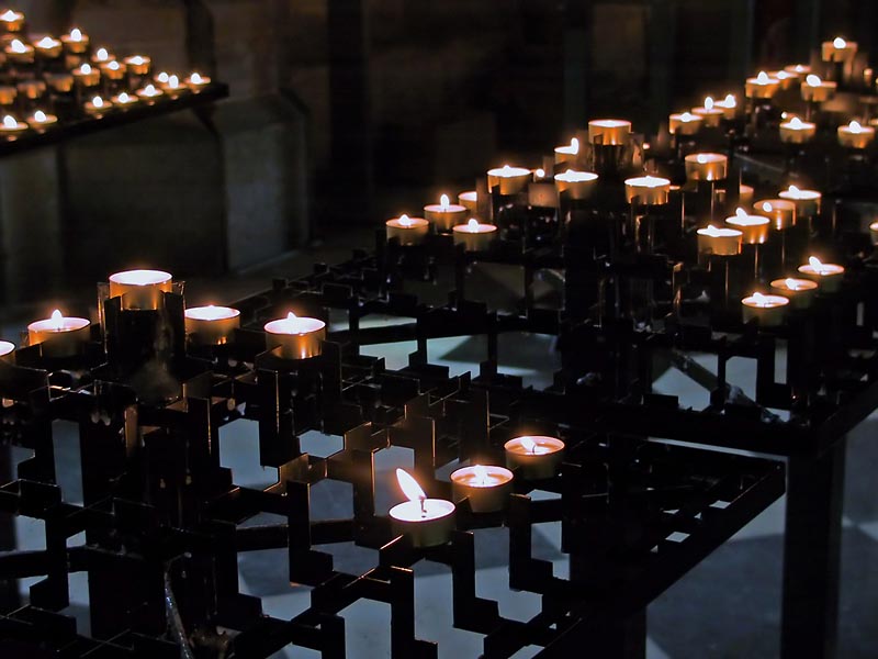 Candles inside Notre Dame Cathedral