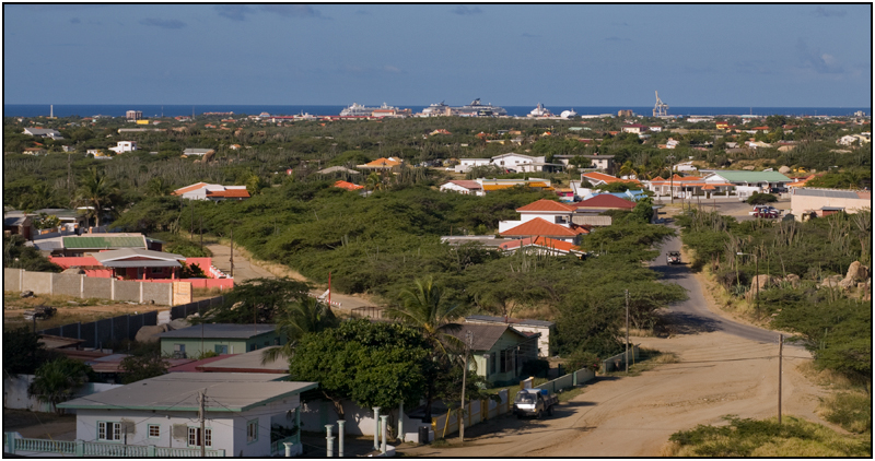 Oranjastad Port as seen from the Casibari Boulders