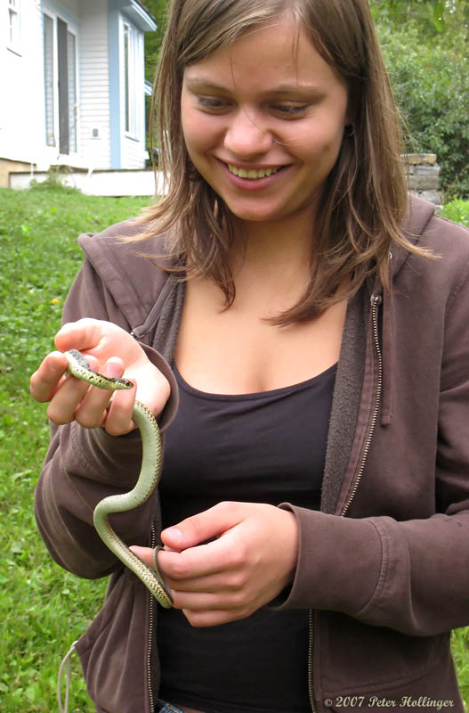 Masha with her first garter snake
