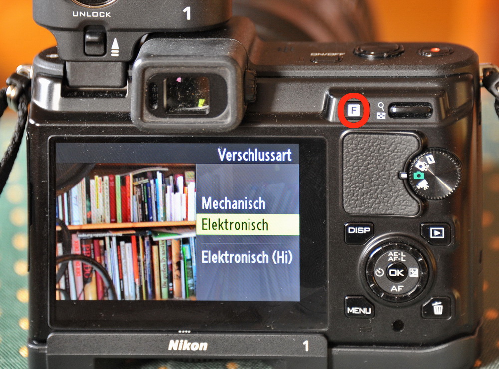 Nikon 1 V1 Verschlussart ber Taste und Men