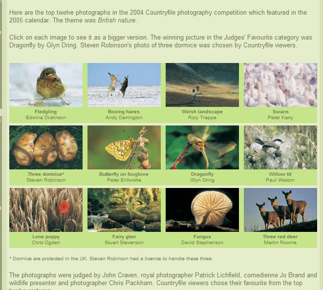 BBC Countryfile finalists 2005