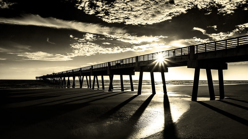 Pier with Shadows in B&W